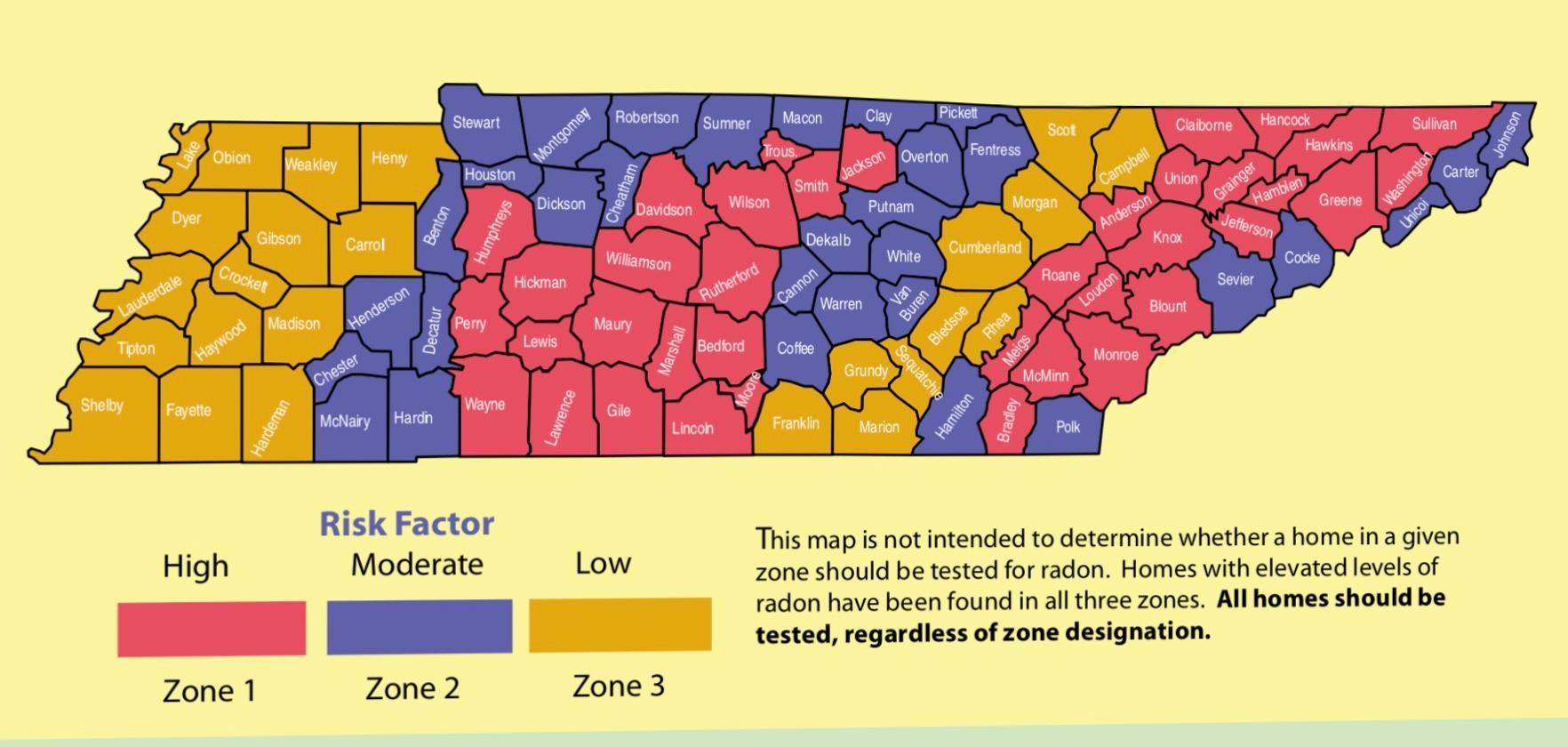 Mold Air Quality Inspection - 4p.TN Radon Map 